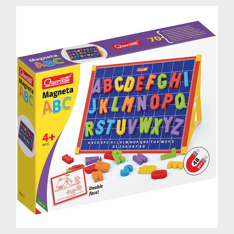 Quercetti Magnetisk Tavle - Megenta ABC - 48 Dele - 05211