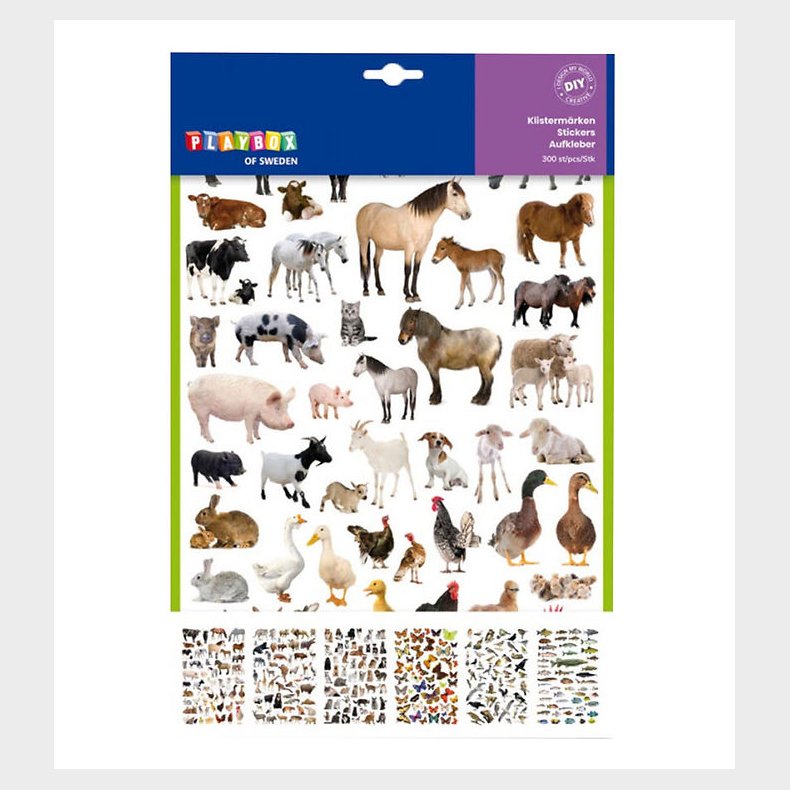Playbox Klistermrker - 300 stk. - Cute Animals