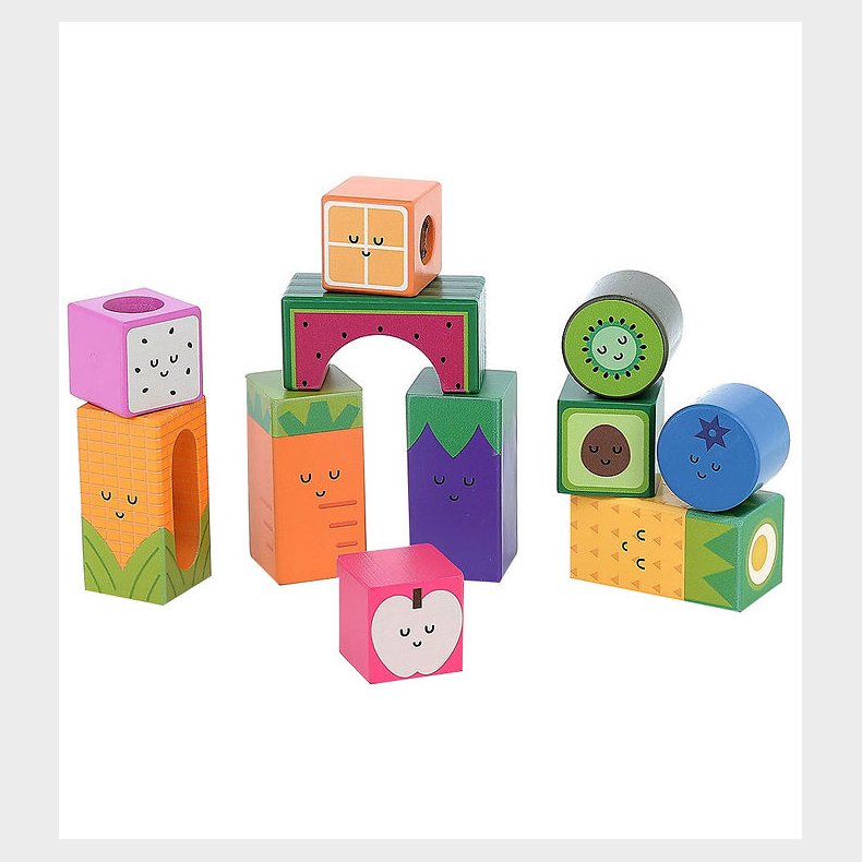 Vilac Klodser m. Lyd - Tr - 11 Dele - Frugt og Grntsager