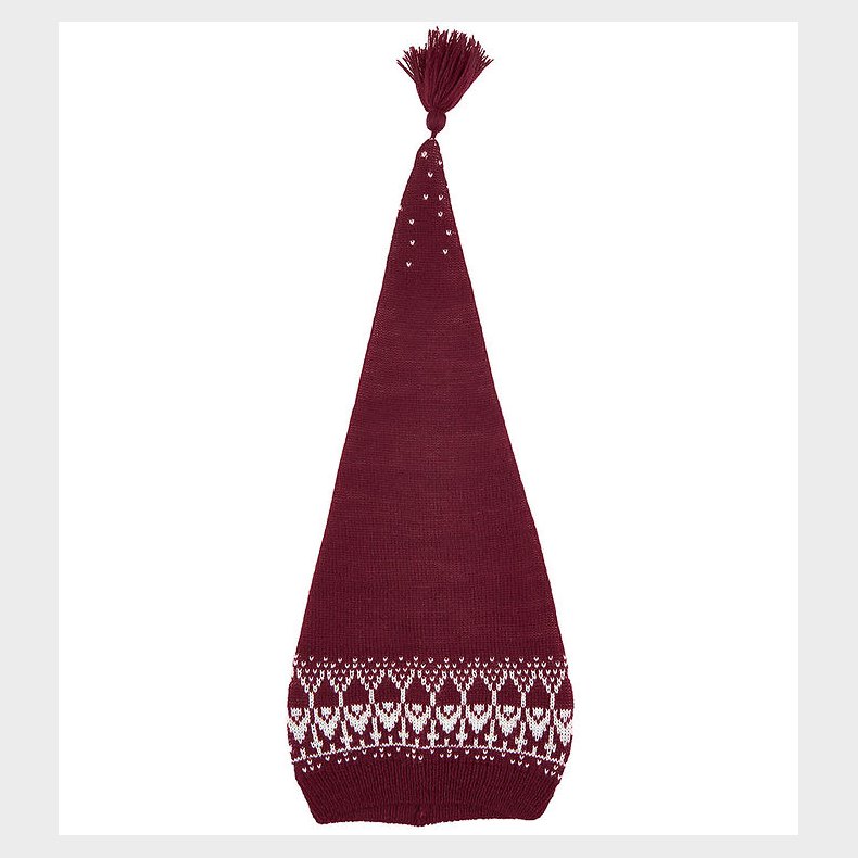 Mikk-Line Nissehue - Strik - Jacquard - Rd m. Mnster