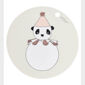 OYOY Dkkeserviet - Silikone - Panda Pompom - Offwhite