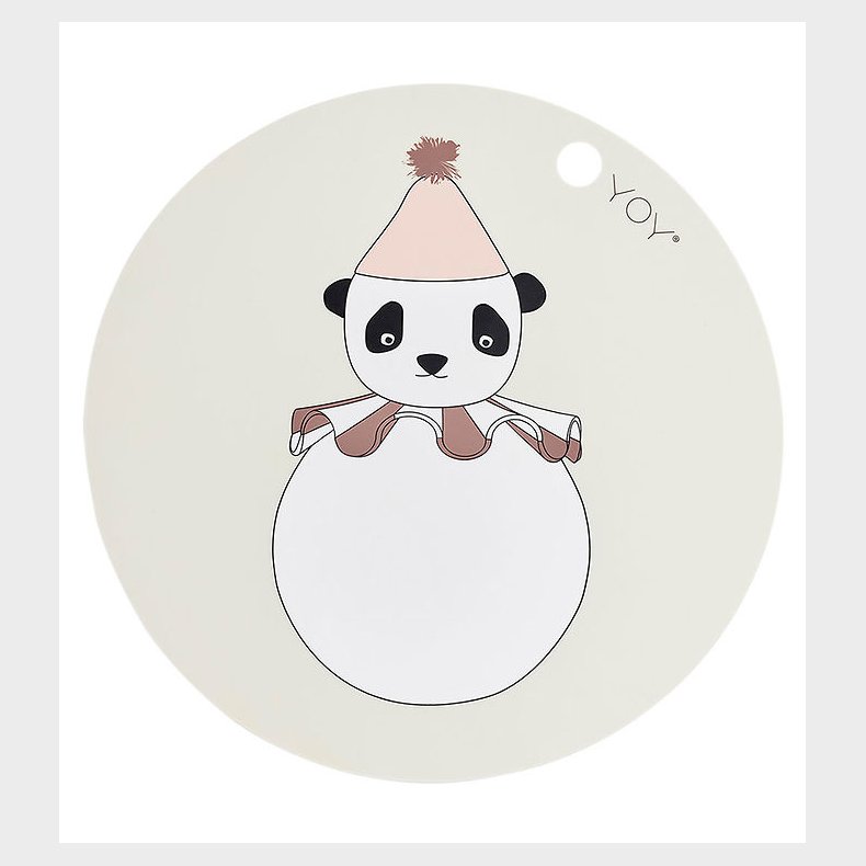 OYOY Dkkeserviet - Silikone - Panda Pompom - Offwhite