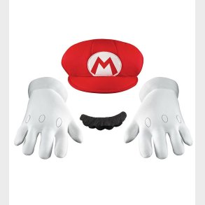 Disguise Udkldning - Mario Hat m. Overskg & Handsker