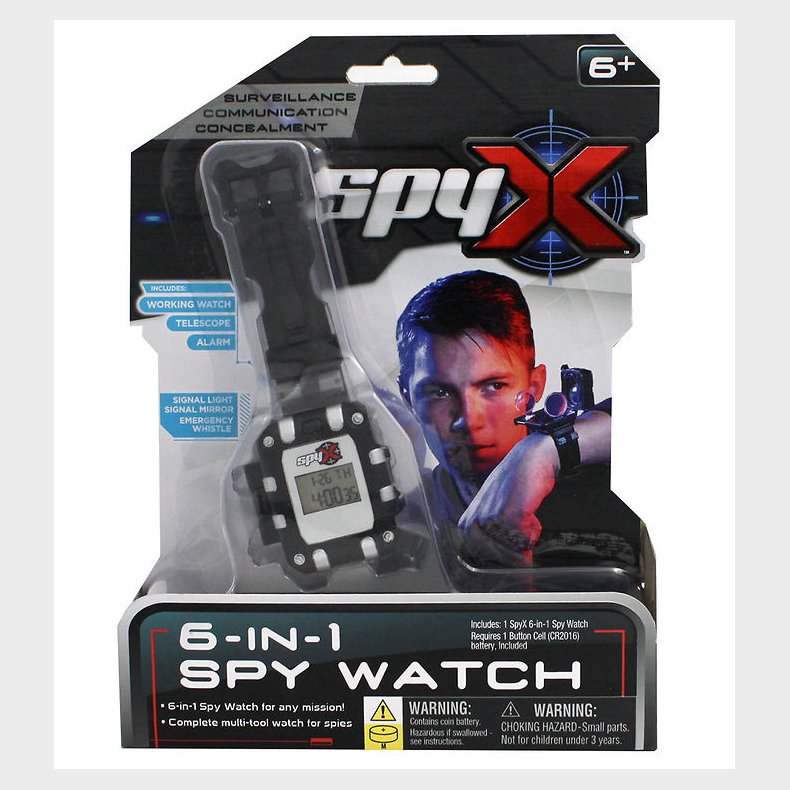 SpyX - 6-in-1 Spy Watch - Sort/Slv