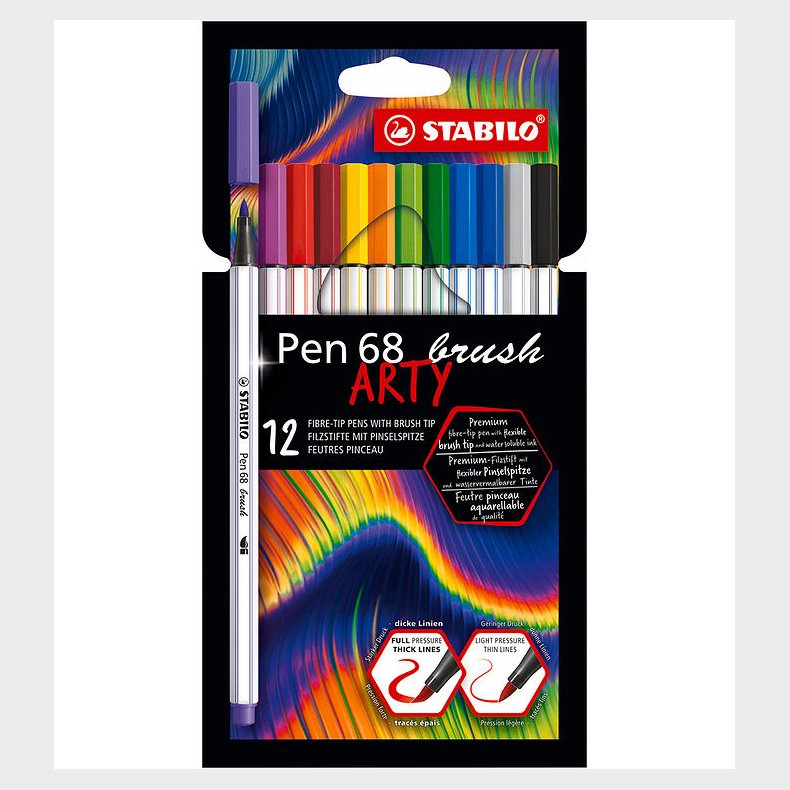 Stabilo Tuscher - Pen 68 Brush Arty - 12 stk. - Multifarvet