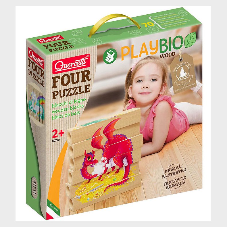 Quercetti Puslespil - Playbio Tr - Fabeldyr - 4x6 Brikker - 807