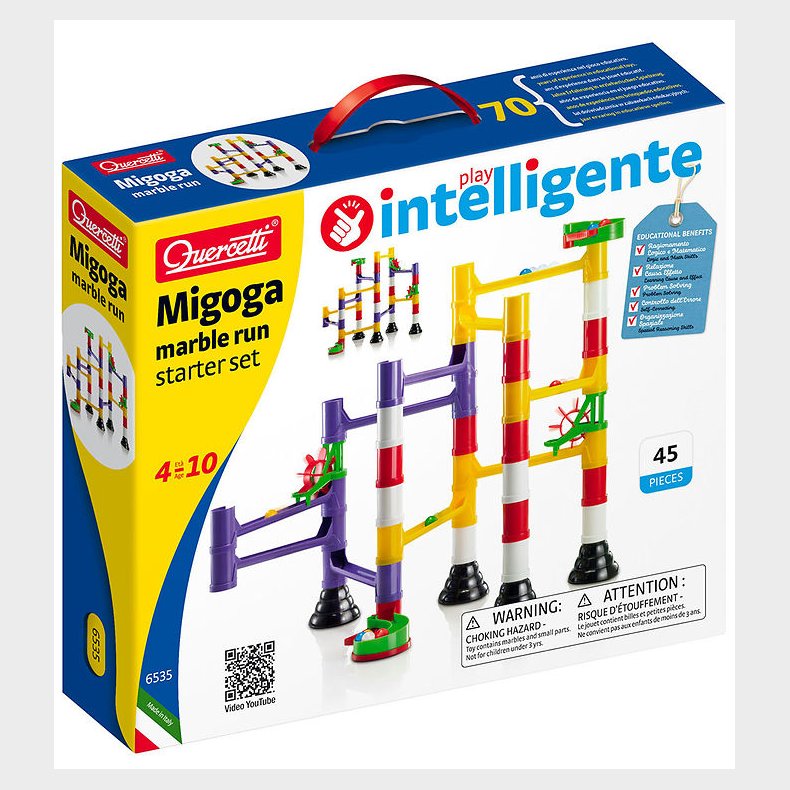 Quercetti Kuglebane - Migoga Marble Run Starter Set - 45 Dele -