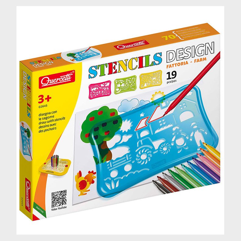 Quercetti Skabelon-st - Bondegrd - 19 Dele - 02645