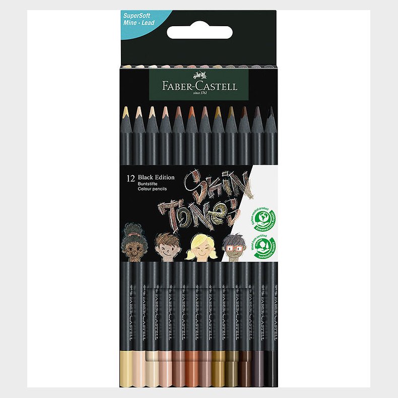 Faber-Castell Farveblyanter - Trekantet - Black Edition - 12 stk