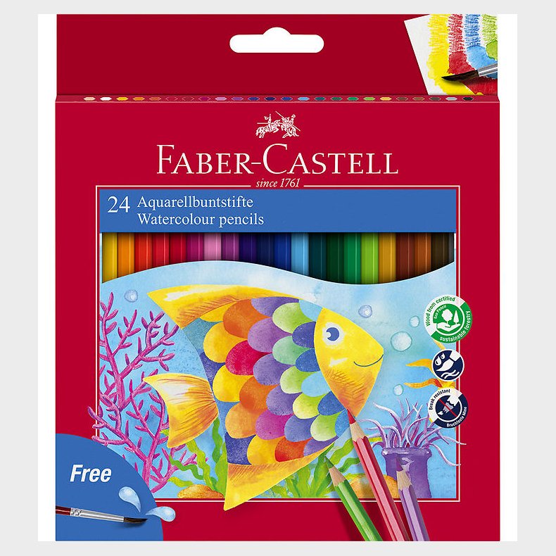 Faber-Castell Farveblyanter - Akvarel - 24 stk + 1 Pensel