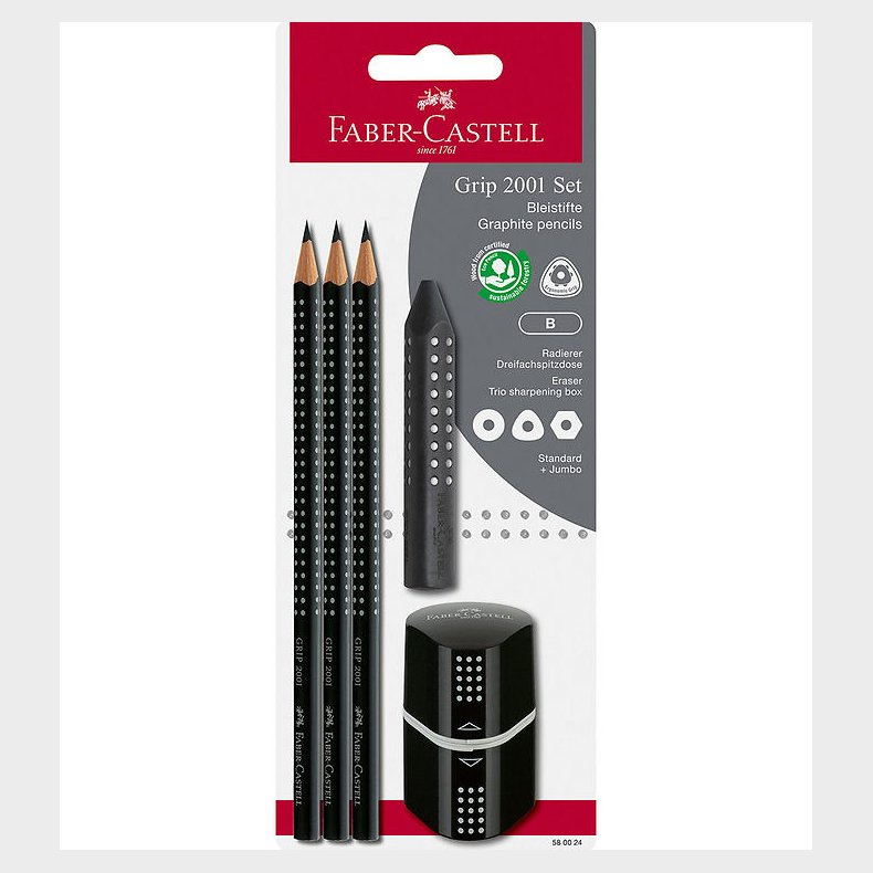 Faber-Castell Blyantst - Grip - 5 Dele - Sort