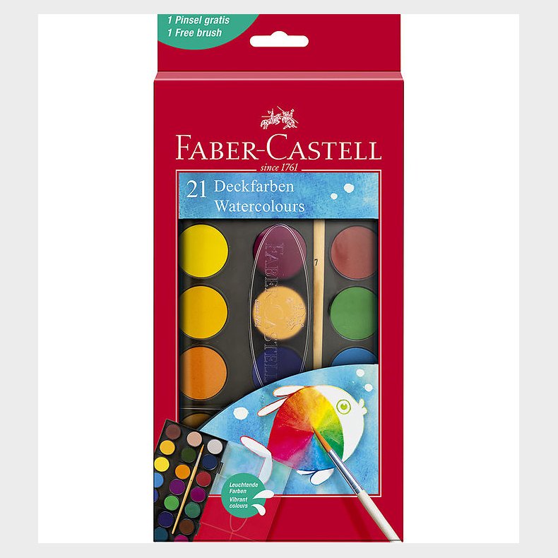 Faber-Castell Vandfarver - Akvarel - 21 Farver + 1 Pensel