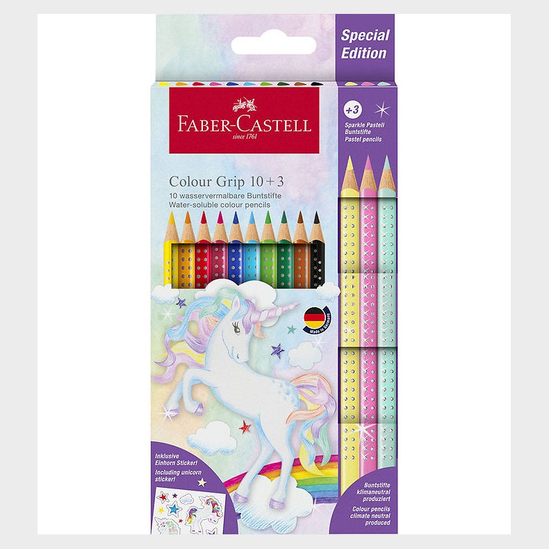 Faber-Castell Farveblyanter - Trekantet - Grip Unicorn - 10+3 st