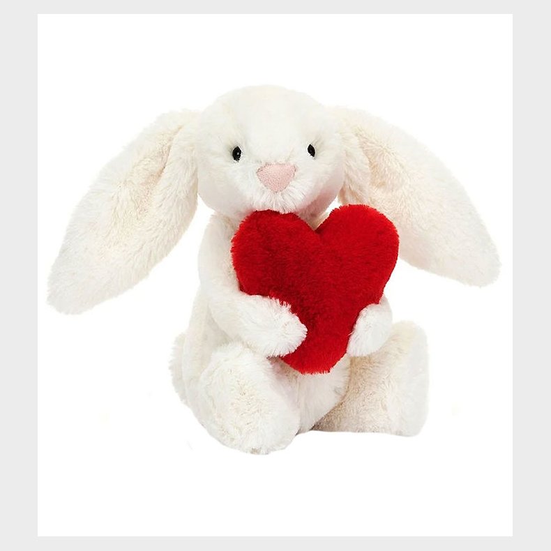 Jellycat Bamse - Small - 18x9 cm - Red Love Heart Bashful Bunny