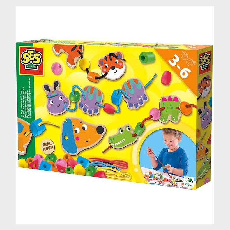 SES Creative Perler - Lav Dyr Med Snrebnd Og Perler