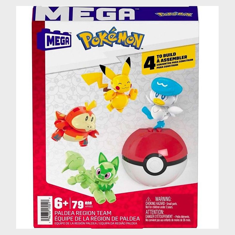 MEGA Pok&eacute;monfigur - 79 Dele - Paldea Region Team - 4 Figurer