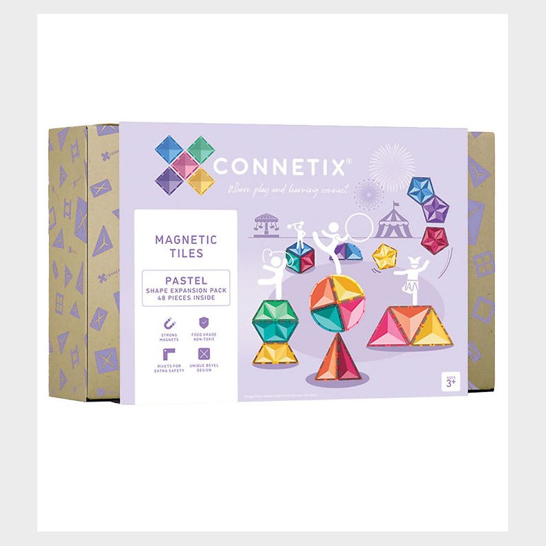 Connetix Magnetst - 48 Dele - Pastel Shape Expansion Pack