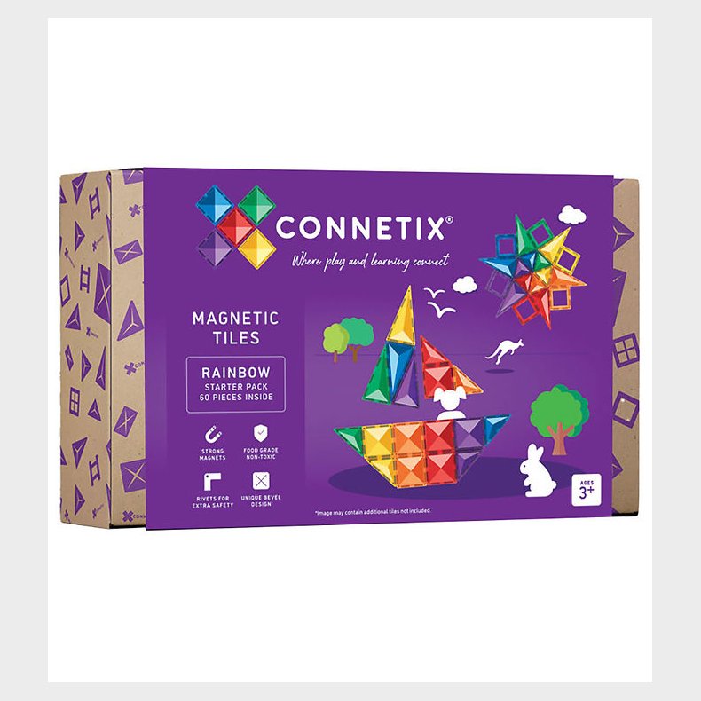 Connetix Magnetst - 60 Dele - Rainbow Starter Pack