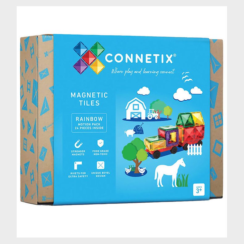 Connetix Magnetst - 24 Dele - Rainbow Motion Pack