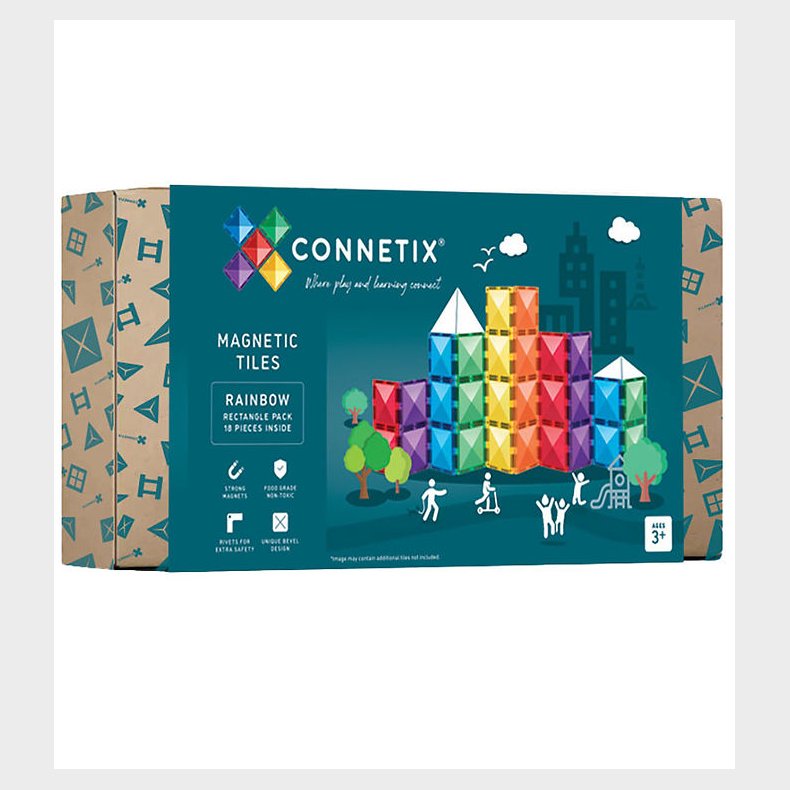 Connetix Magnetst - 18 Dele - Rainbow Rectangle