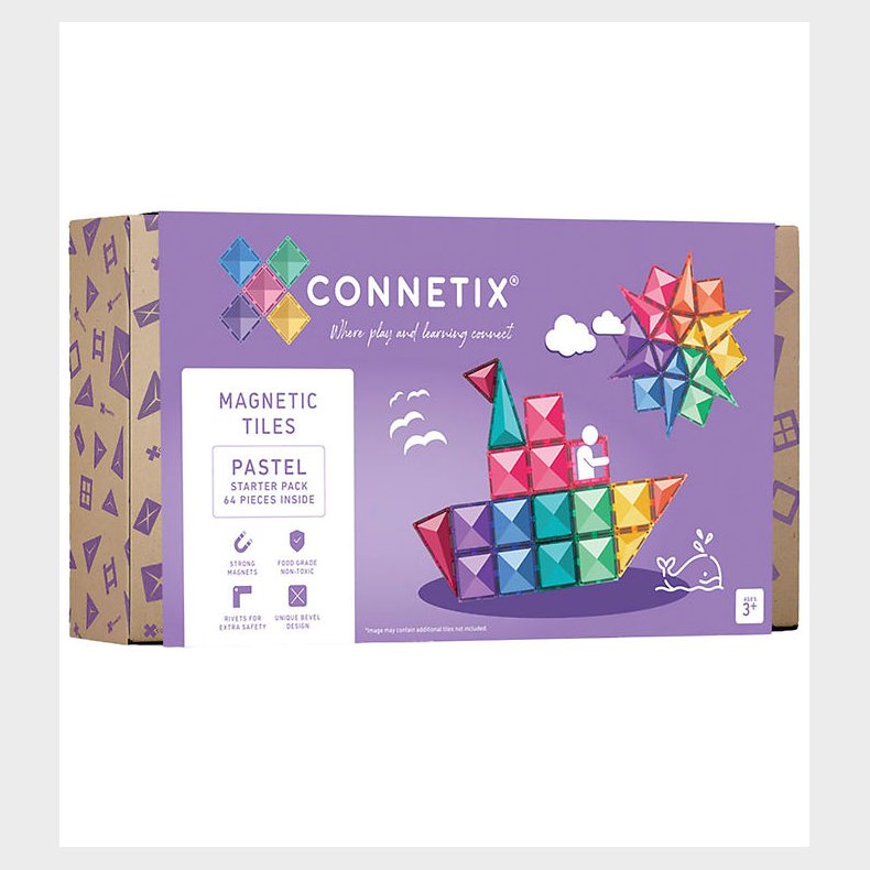 Connetix Magnetst - 64 Dele - Pastel Starter Pack