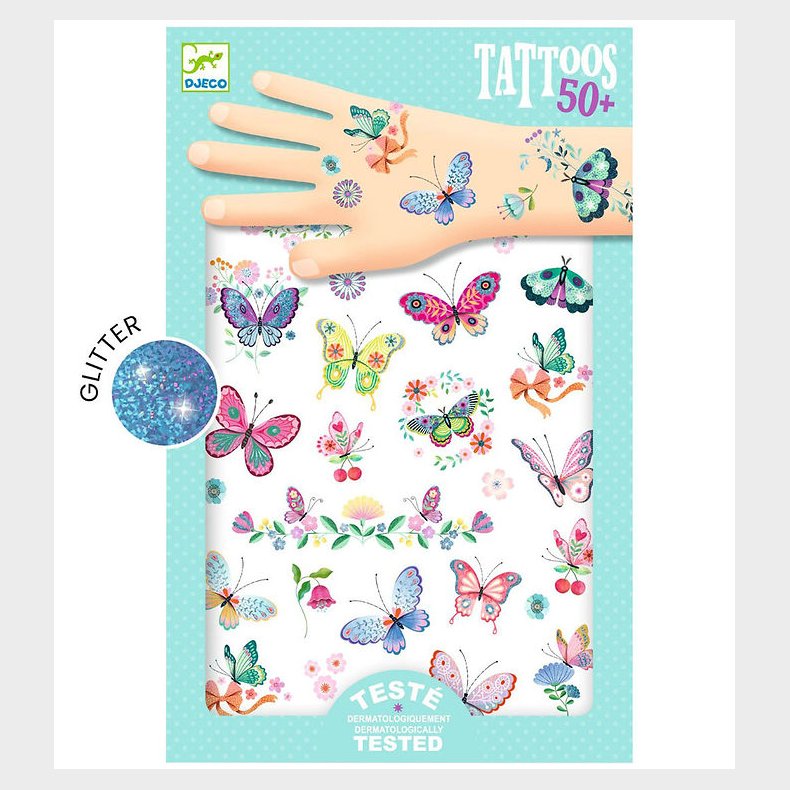 Djeco Tatoveringer - Dream Butterflies - 50+ Tatoveringer