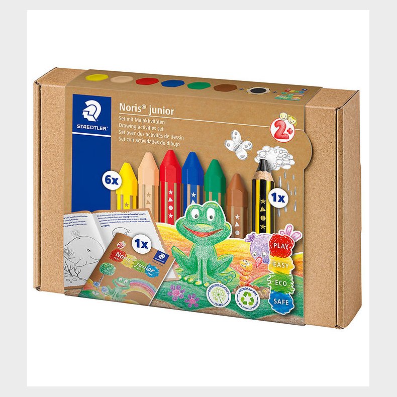 Staedtler Farvekridt m. Aktivitetsbog - Noris Junior - 7 stk.