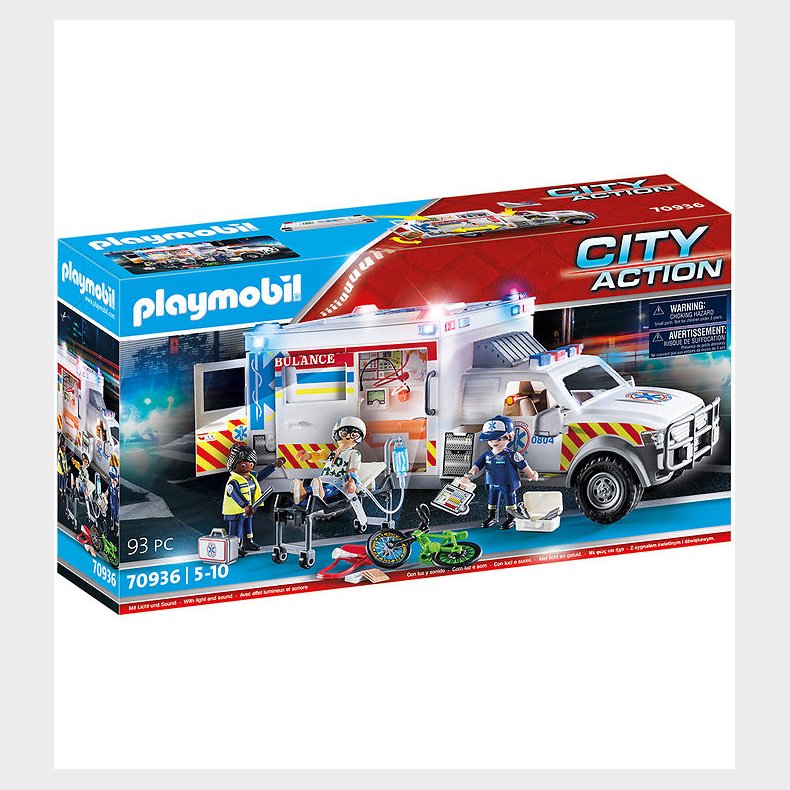 Playmobil City Action - Amerikansk Ambulance - 70936 - 93 Dele