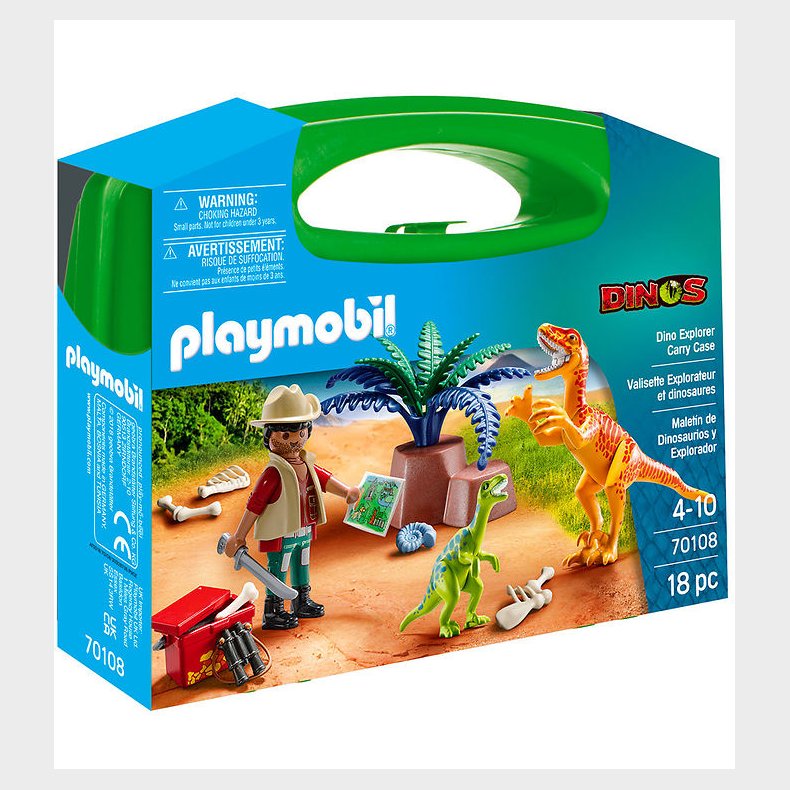 Playmobil Dinos - Dino Explorer - Carry Case - 70108 - 18 Dele