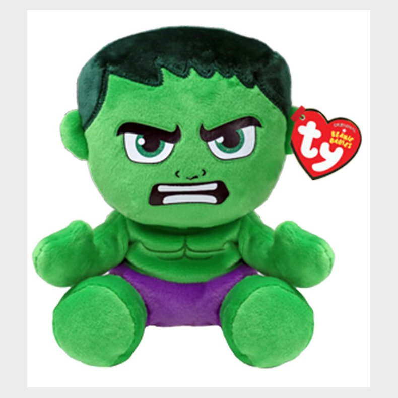 Ty Bamse - Beanie Babies - 17 cm - Marvel Hulk
