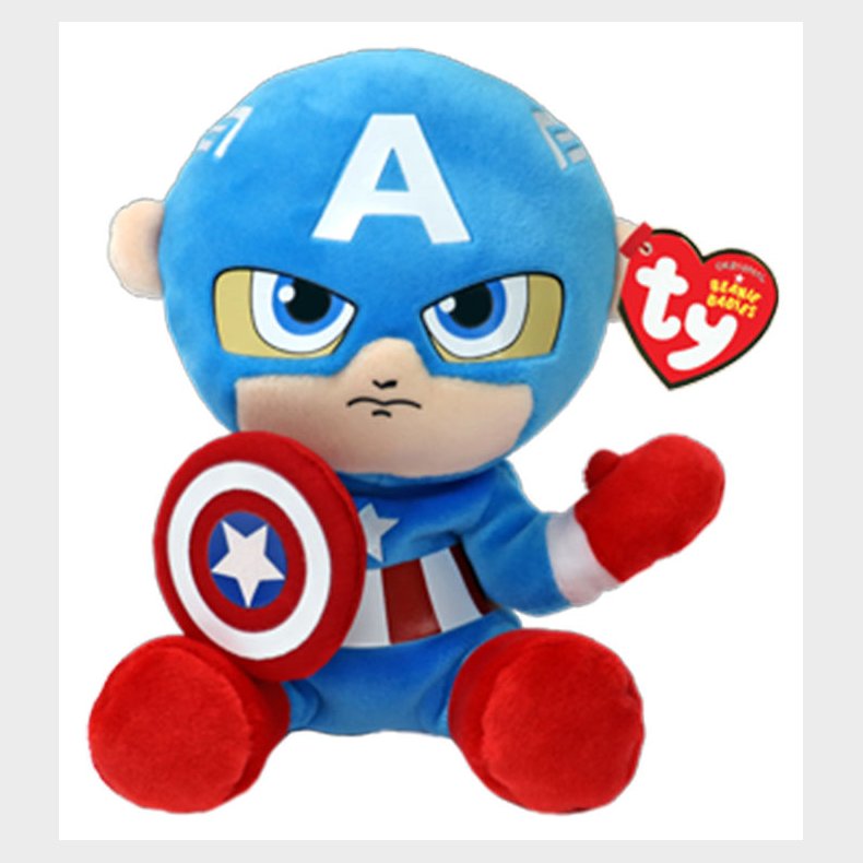 Ty Bamse - Beanie Babies - 18 cm - Marvel Captain America