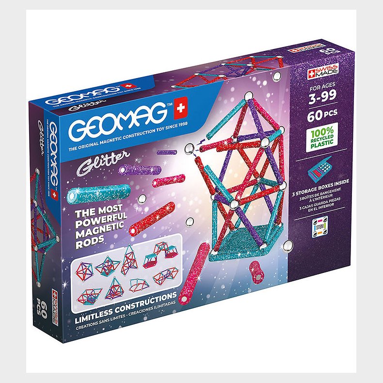 Geomag Magnetst - Glitter Recycled - 60 Dele