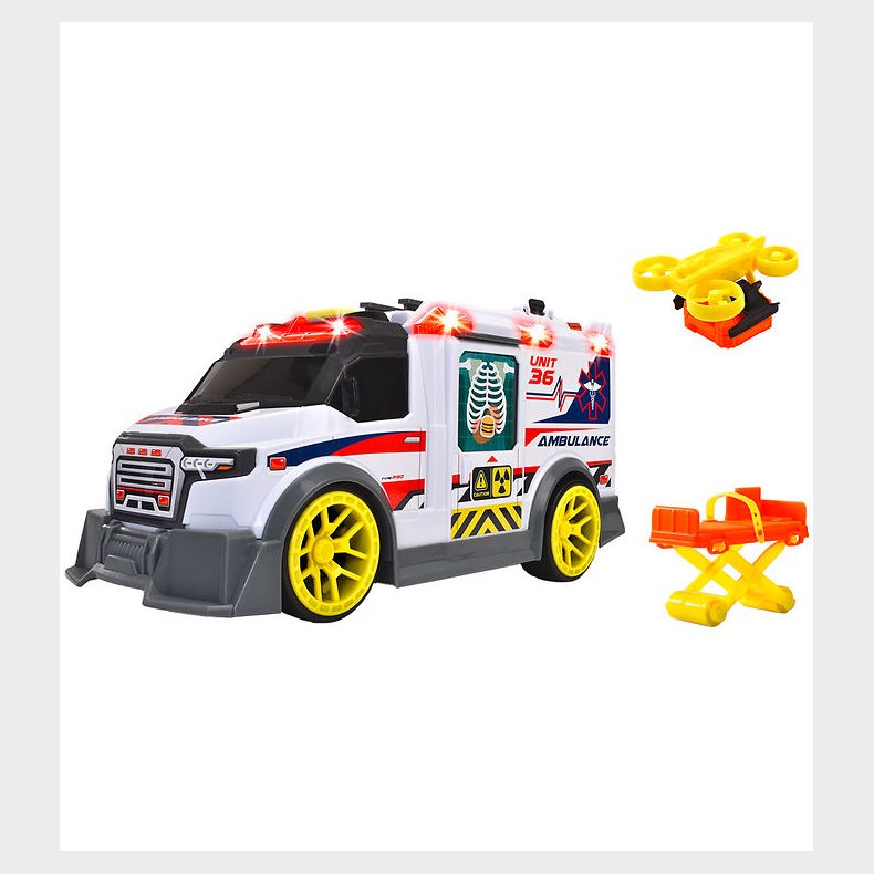 Dickie Toys Bil - Ambulance - Lys/Lyd