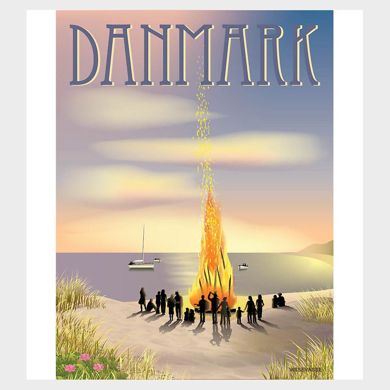 Vissevasse Plakat - 15x21 cm - Danmark - Sankt Hans