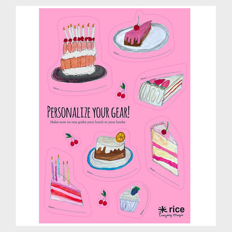 Rice Klistermrker Til Madkasse - 10 stk. - Pink/Sweet Cake