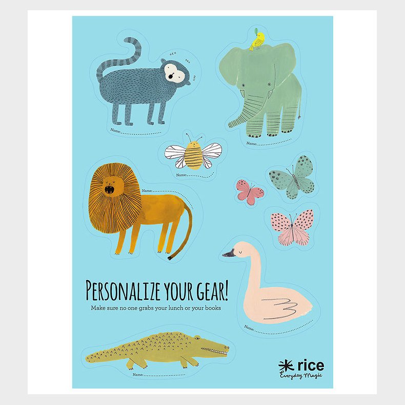 Rice Klistermrker Til Madkasse - 9 stk. - Bl/Sweet Jungle