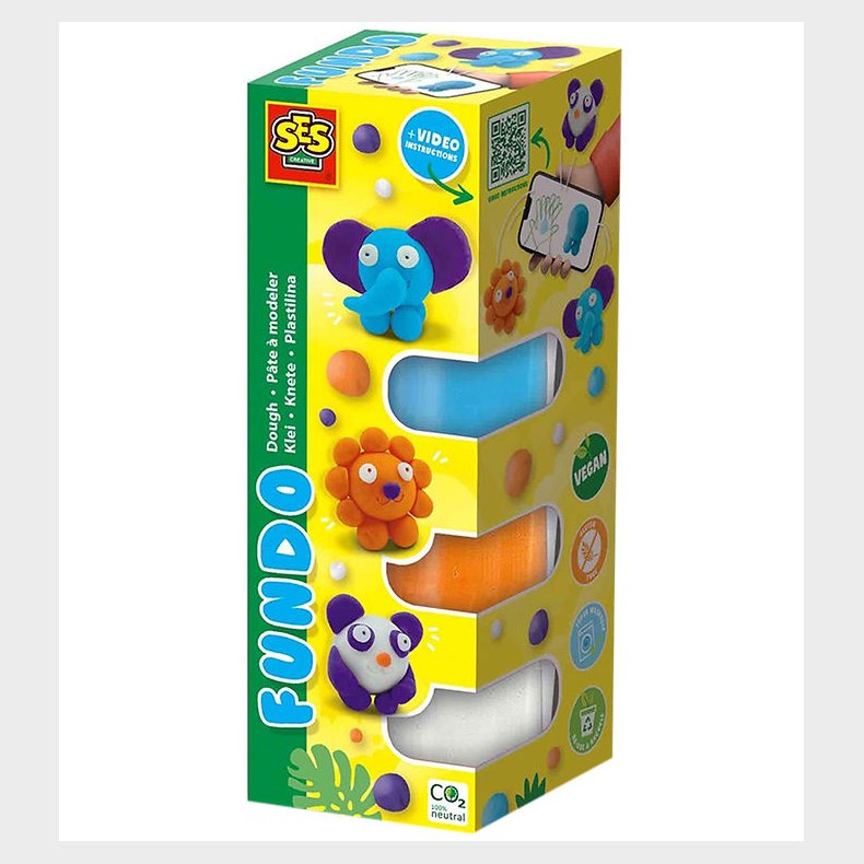 SES Creative Modellervoks - 3x90gr/1x40g - FunDo Vilde Dyr