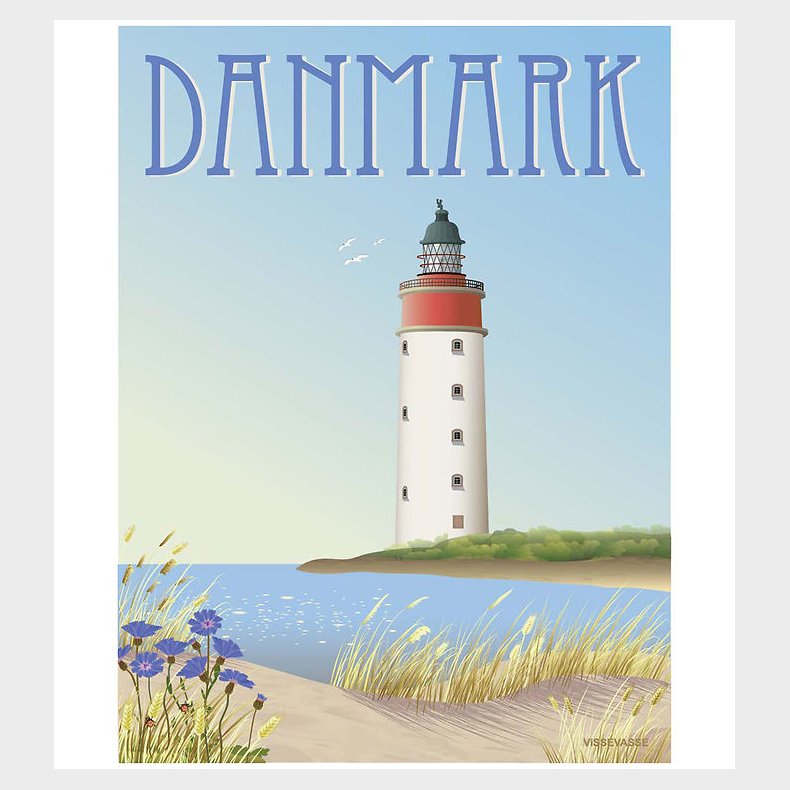 Vissevasse Plakat - 30x40 cm - Danmark - Hvidt Fyrtrn