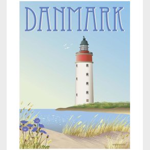 Vissevasse Plakat - 50x70 cm - Danmark - Hvidt Fyrtrn
