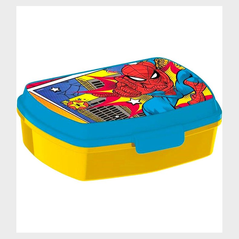 Spiderman Madkasse - Funny Sandwich Box - Gul/Bl