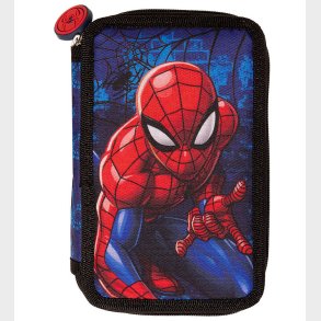 Spiderman Penalhus m. Indhold - Filled Double Decker - Sort/Bl