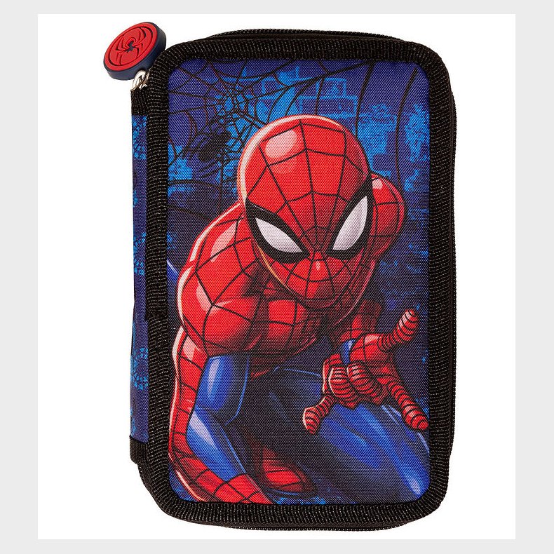 Spiderman Penalhus m. Indhold - Filled Double Decker - Sort/Bl