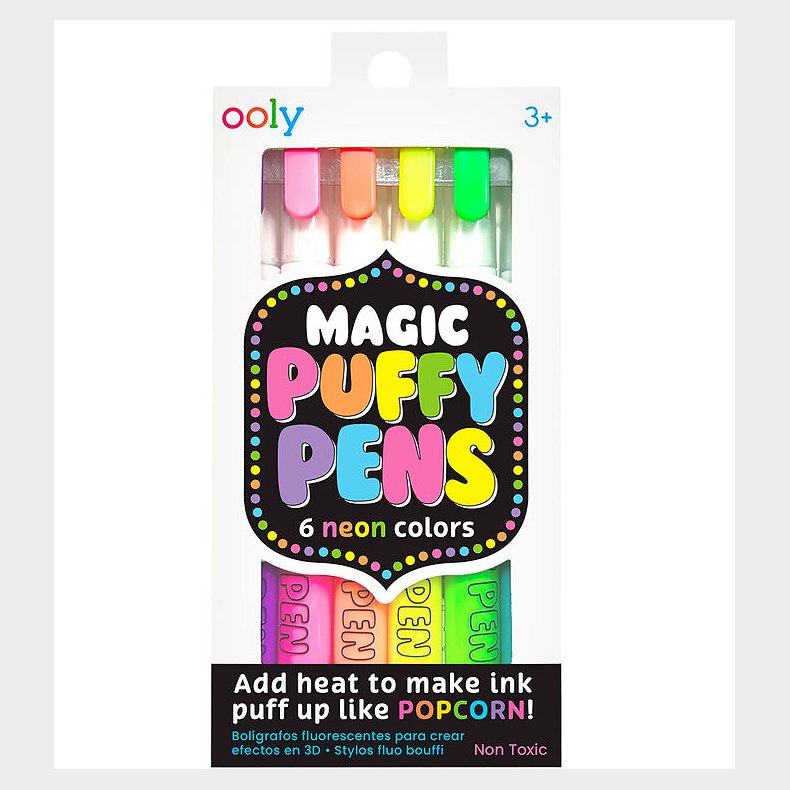 Ooly Tusser - 6-pak - Magic Puffy Pens - Neon