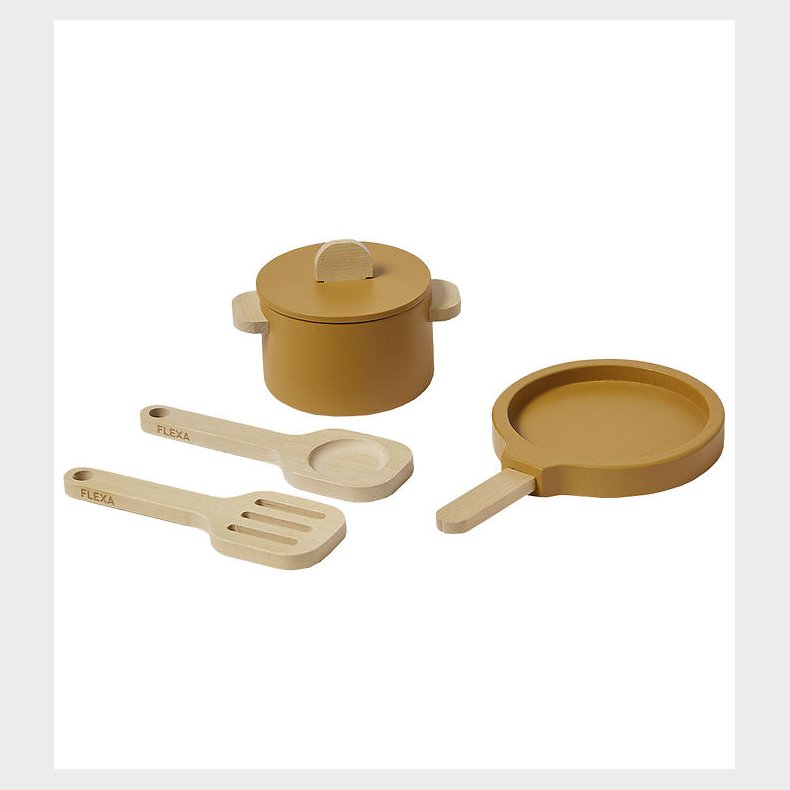 Flexa Play Kkkenst - Gryde og Pande - Mustard/Naturalwood