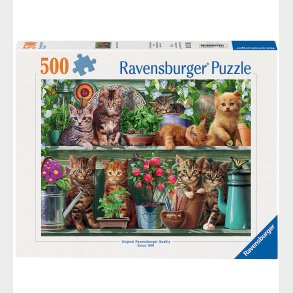 Ravensburger Puslespil - 500 Brikker - Cats On The Shelf