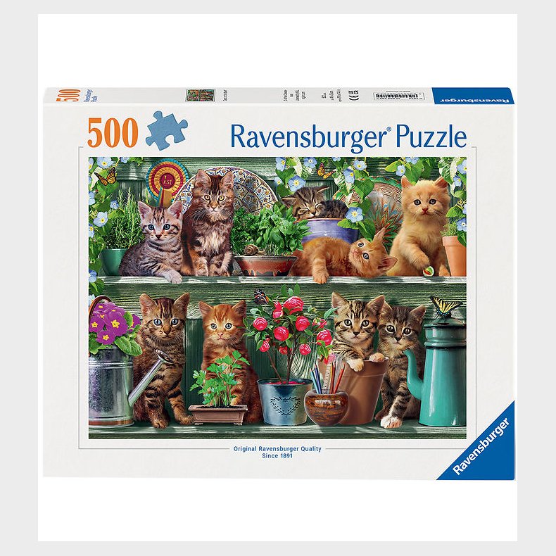 Ravensburger Puslespil - 500 Brikker - Cats On The Shelf