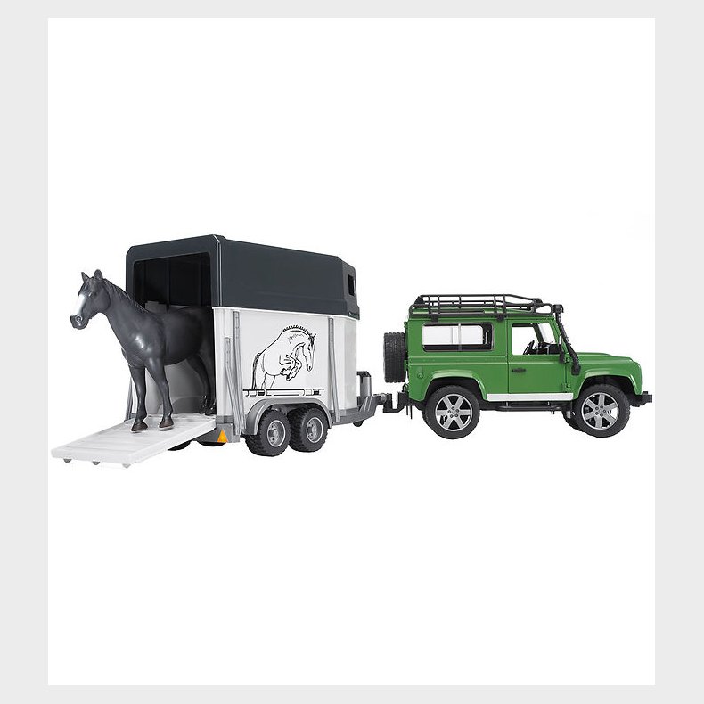 Bruder Bil - Land Rover Defender Station Wagon m. Horse Trailer