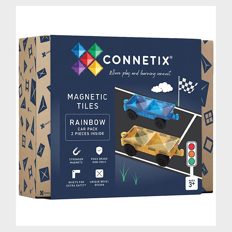 Connetix Magnetst - 2 Dele - Rainbow Car Pack