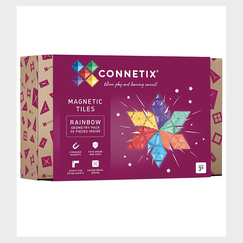 Connetix Magnetst - 30 Dele - Rainbow Geometry Pack