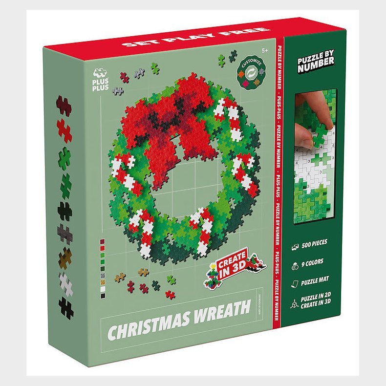 Plus-Plus Puzzle By Number - 500 stk. - Christmas Wreath